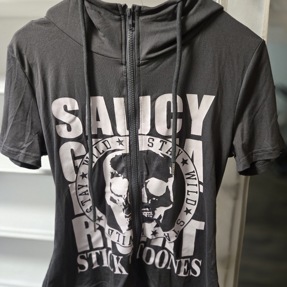 SHEIN Black and White Graphic Hoodie